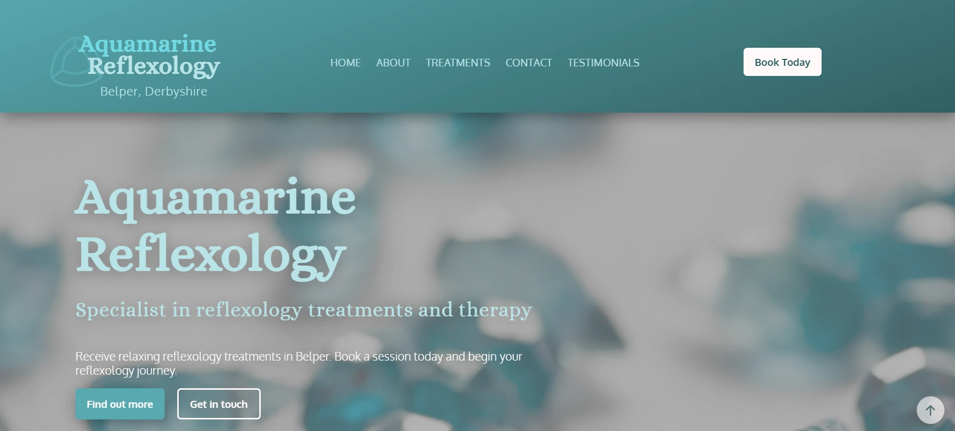Screenshot of Aquamarine Reflexology website homepage